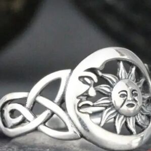 Sterling Silver Sun and Moon Ring